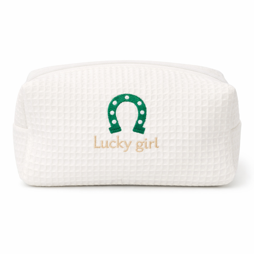 Embroidered Lucky Girl Cosmetic Pouch